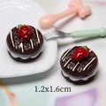 Miniatura di torta alle fragole in resina per artigianato fai-da-te e casa delle bambole - Torta alle Fragole a Linee-Caffè