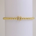 18k gold plated brass bead elastic bracelet with a micro-pave letter X charm - Letter X