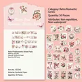 Retro Pink Romantic Sticker Pack featuring 30 unique vintage rose and butterfly designs - XCC042 Retro Romance - 30 Sheets/Pack