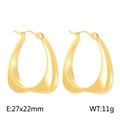 Polished gold U-shaped chunky hoop earrings for women, dimensions 27x22mm weighing 11g - Style D (KE109346-LO)