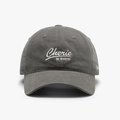 Casquette de baseball en coton délavé gris foncé avec broderie blanche Cherie BE WORTH - Réglable / gris foncé