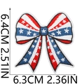Embroidered bow patch with American flag pattern and precise size measurements - Star-Spangled Bow (C2GQ-135-08)