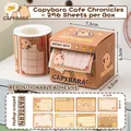 Pull-out Capybara sticky notes set with 256 sheets in a brown theme paper box - Capybara Cafe