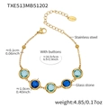 Golden stainless steel bracelet with faceted blue glass stone and adjustable chain link - Bracelet Only / Gold Blue Mix