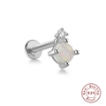 925 sterling silver opal labret stud with iridescent gemstone and S925 hallmark - Silver #9 (Double Stone)