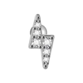 Silver lightning bolt stud earring with white cubic zirconia inlay and sleek metal chain - Silver Lightning Style (#1)
