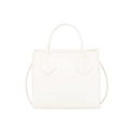 White faux crocodile skin top-handle bag with a structured rectangular silhouette - White