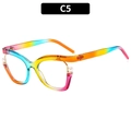 Rainbow gradient cat-eye blue light blocking glasses with white pearl accents - Rainbow