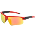 Fietszonnebril met rood-zwart frame en oranje-geel verlopende spiegelglazen - Rood Frame Rode Spiegel
