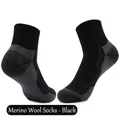 Thick black and dark grey merino wool hiking socks for outdoor winter sports - X65 Black