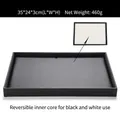 Black rectangular jewelry display tray with reversible black and white insert 35x24cm - Large Empty Tray Double-Sided Core