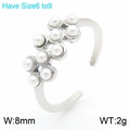 Anello aperto con perle argento, larghezza 8mm e peso 2g, disponibile taglie 6-9 - US 6 / Stile Perla Acciaio (KR110919-K)