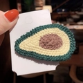 Cute handmade crochet avocado hair clip in green and beige yarn for women and girls - J-15-Avocado Style