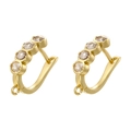 18K gold-plated U-shaped geometric hoop earrings with sparkling zircon stones - Gold