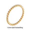 Close-up of 1.5mm gold twisted rope ring showing the intricate braided texture and finish - US 6 / Gold