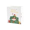 Cartoon Christmas gift paper bag featuring Santa and boy in tree costume with handles - Christmas Tree