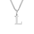 Collar de acero inoxidable plateado pulido con un colgante minimalista de la letra L - Letra L (Plateado)