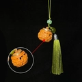Verawood hollow carved sachet pendant with green tassel and luminous stone detail - Dragon Lantern Style (10) / Approx. 2.7*2.7cm / Without Scent Beads
