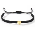 Handmade black nylon rope bracelet with a gold heart-shaped letter Y charm - Gold Heart-Y / Black