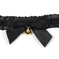 Black lace choker with satin bow and gold bell for cat cosplay costume accessories - Black Choker