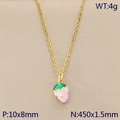 Pastoral strawberry pendant necklace in gold with size and weight specifications - Pink Strawberry Style (KN292115-Z)
