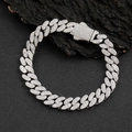 Bracelet cubain 10mm argenté serti de zircons brillants sur fond de bois sombre luxueux - 8 pouces (Bracelet) / Argent