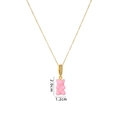 Detail showing pink gummy bear pendant dimensions 2.0cm x 1.2cm with golden chain - Pink