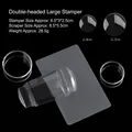 Dual-head clear silicone nail art stamper kit with two stamper heads and a scraper tool - E058-3 Large Double Head Stamper Set / Clear
