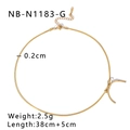 Detailed view of 18K gold stainless steel snake chain necklace with bow and dimensions - Gold Butterfly Bow Style (NB-N1183-G) / Gold