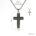 Silberne Edelstahl-Kreuzkette mit schwarzem Inlay und 50cm Kette für Damen und Herren - Schwarze Mittellinie Kreuzstil (ZS1817)