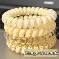 Hochelastische Spiral-Haargummis im Mango-Kokos-Thema als vierteiliges Set für Damen - 4# Mango Serie