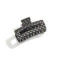 Metallic gunmetal rectangular hair claw clip featuring an embossed diamond lattice pattern - F537-3/Quilted Rectangular Gunmetal