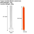 Detail of transparent PC plastic mold for 2.2x26.5cm tapered long pillar candle making - Tapered Top 2.2x26.5cm
