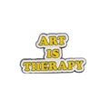 Spilla smaltata Art Is Therapy bianca con scritte gialle e cornice in metallo - Art Is Therapy (xz5692)