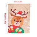 Weihnachts-Geschenkbeutel mit Rentier-Motiv aus Leinenimitat, 48x66cm großer Kordelzug - Stil 3-Cartoon Rentier