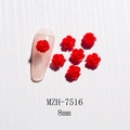 Detailed 8mm red 3D resin rose flower nail art charms with glossy finish for manicures - 8mm / Red