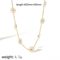 Elegante collana in acciaio inossidabile oro 18K con perle bianche e ciondolo a fiore - Stile Fiore di Perla(TN3367)