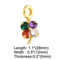 Detailed view of the four-leaf clover pendant size measurements and colorful crystals - Clover Pendant / Multi-color