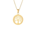 Collar de acero inoxidable dorado con colgante de árbol de la vida y cadena fina - Dorado