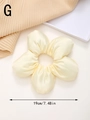 Elegant 19cm cream-colored 3D flower scrunchie with silk satin finish for women - Yellow