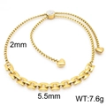 18K gold plated box chain bracelet with heart charms and adjustable slide closure - Gold Box Chain with Heart Pendant (KB189687-Z)