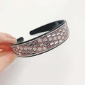 Sparkling pink rhinestone geometric headband with black base and iridescent crystals - White Crystal Purple