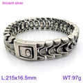 Men's retro ancient silver dragon chain bracelet in punk style with square clasp - Ancient Silver (KB117455-BDJX)