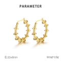 Detail of C-shaped hollow bamboo spring hoop earrings with 30x6mm size and 6g weight - Gold (KE111662-KFC)
