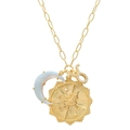 Collier Taureau doré avec pierre d'opale en croissant et accents de zircon brillants - Taureau