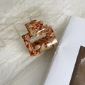 Medium square acetate hair claw clip with brown and beige marble pattern - Small Square Clip