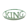 Couronne KING verte étincelante pour hommes avec cristaux de strass sur fond blanc - Vert + strass AB