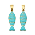 Ciondoli a forma di pesce in acciaio inossidabile placcato oro 18K e smalto blu - Blu