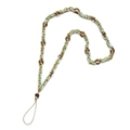 Detail view of interlocking marble and amber resin links on a long phone lanyard strap - SL1872-Cream White Green Coffee Marble