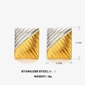 Boucles d'oreilles rectangulaires bicolores en acier inoxydable texturé or et argent - Bicolore (Or & Argent)